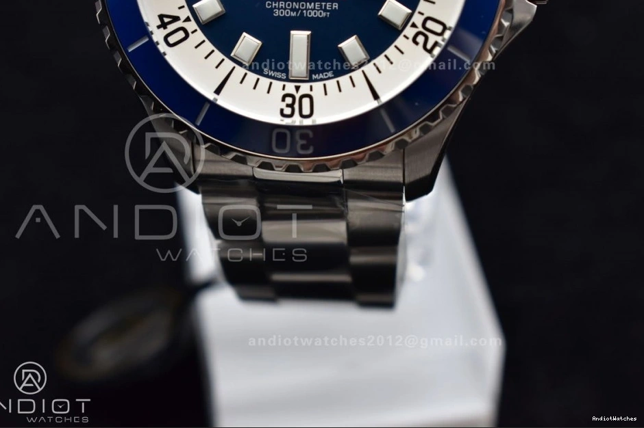 Bezel Bracelet Blue 482 Automatic TF 44 Dial 1:1 Thermal White Ceramic SS on Edition Blue SuperOcean A Best 0208